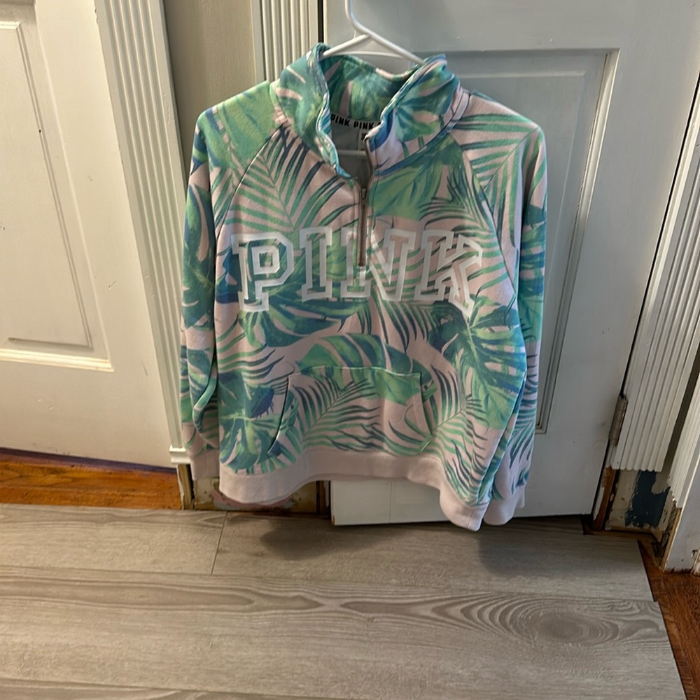 Pink and green PINK Victoria’s Secret half zip
